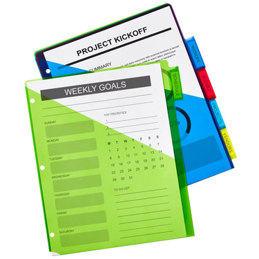 Avery Dividers for 3 Ring Binders, 5-Tab Binder Dividers, Two-Pocket Plastic Binder Dividers, Insertable Big Tabs, Multicolor, 3 Sets (71906)